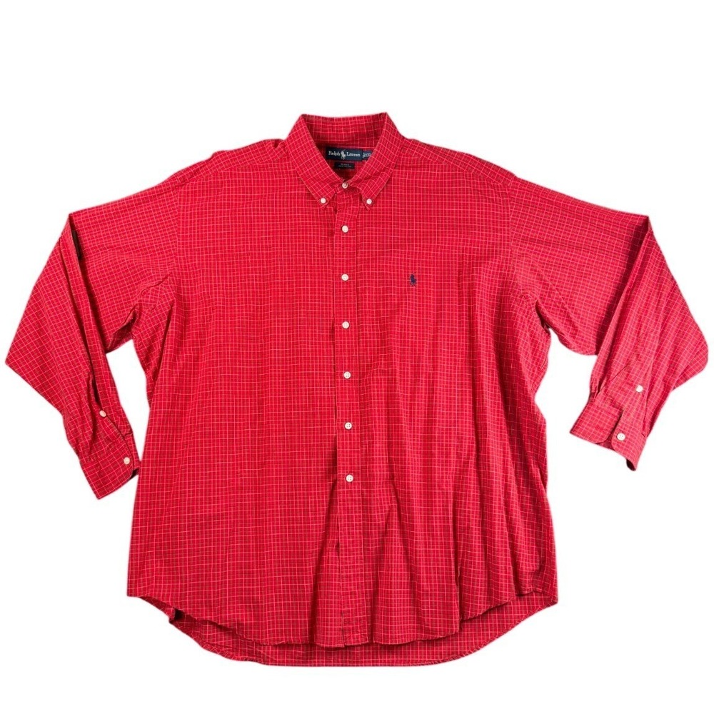 Ralph Lauren Blake Mens XXL Long Sleeve Button Down Plaid Blake Shirt Red ~ EUC